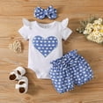 thumbnail image 2 of Youmylove Girls Short Sleeve Romper Bodysuit Heart Shaped Prints Shorts Outfits Toddler Girl Clothes, 2 of 7