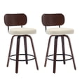 thumbnail image 2 of Hassch Swivel Counter Height Bar Stools Set of 2, Faux Leather Upholstered Seat with Wooden Legs & Metal Foot Ring, 350lbs Weight Capacity, Beige, 2 of 10