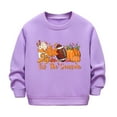thumbnail image 1 of Aocisk Chandail à Capuchon d'Automne et d'Hiver pour Filles avec Imprimé de Citrouille, Manches Longues, Col Rond, Chandail Décontracté Chaud, Violet, 9-10 Ans, 1 of 3