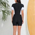 thumbnail image 4 of Samickarr Front Zipper Swimsuits For Women Short Sleeve One Piece Full Coverage Diving Suit Sun Protection Printed Patchwork Surfing Bathing Suit, 4 of 8