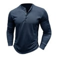 thumbnail image 7 of Npasoilc Base Shirts for Men Vintage Long Sleeve Henley Button Down Round Neck Pullover Blouse Tops Solid Color Casual Loose Lightweight T-shirts, 7 of 7
