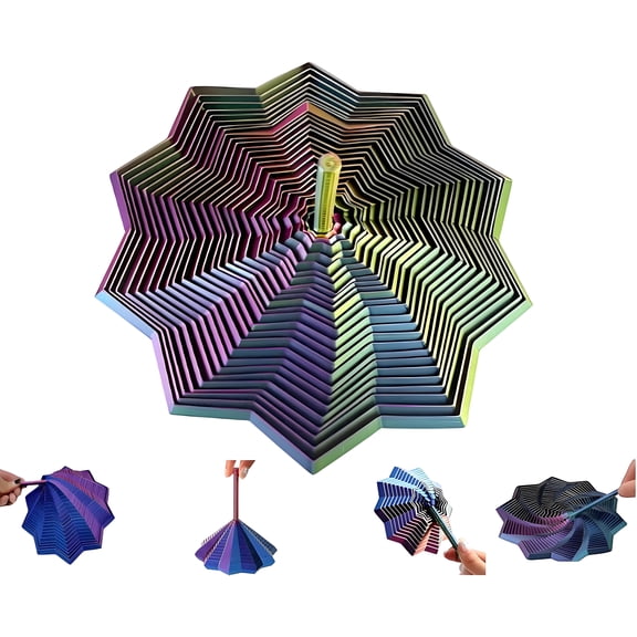 Xbeing 3D Printed Sensory Fidget Star, Stress-Relief 3D Fidget Toys, ABS Material Fidget Spinners, Multicolor, m-size, 1-count