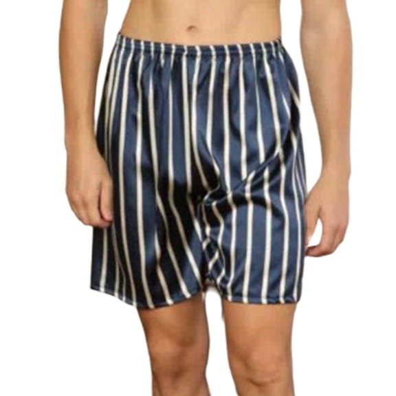 Men's Satin Print Sleepwear Shorts Plus Size Imitation Silk Relax-fit Pajamas Shorts M to 5XL
