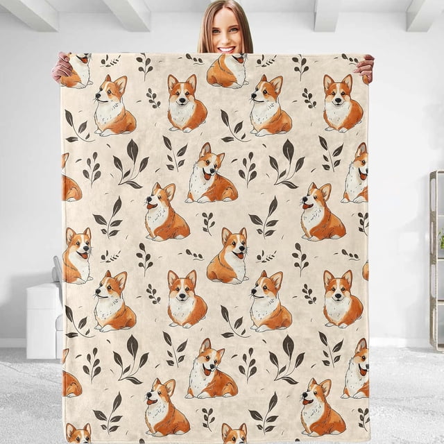 Preciosa manta de Corgi para hombres y mujeres: franela de felpa suave, cómoda, liviana, cálida y difusa para sofá, cama, viajes, sala de estar y exteriores, 50 x 40 pulgadas