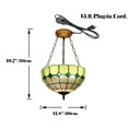thumbnail image 3 of Kiven 11.8in Flush Mount Ceiling Light Fixture Dimmable, 3-Light Anti Glare Close to Ceiling Light with 15FT Plug-in Cord, Tiffany-Style Glass Chandelier for Bedroom Kitchen Hallway(No.3226-GN), 3 of 7