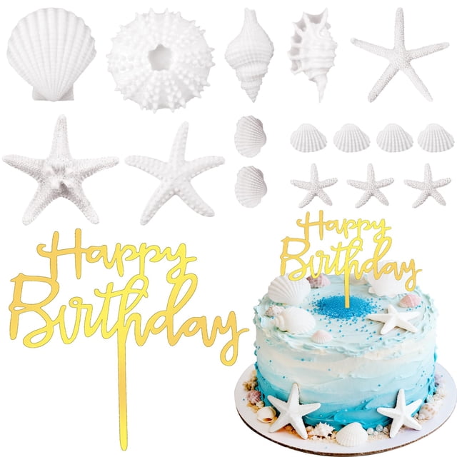 Caracola ZWLIYCHN con forma de estrella de mar y concha para Cake Toppers, 17 unidades