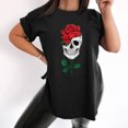 thumbnail image 2 of Moda Retro Moda Casual Cuello redondo Manga corta Ranura Estampado Camiseta Top Pompotops hkajfhjk460768, 2 of 9