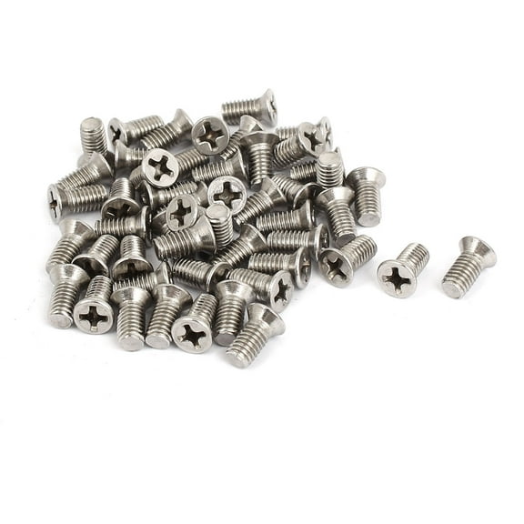 M5x10mm Stainless Steel Countersunk Flat Head Cross Screw Bolts 50pcs