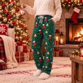 thumbnail image 6 of Hvogkswy Christmas Pajama Pants for Women Winter Drawstring High Waist Fleece Sleep Pants Holiday Loungewear Trousers with Pockets, 6 of 6