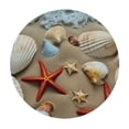 thumbnail image 4 of HAOXIT Beach Round Fitted Tablecloth, Sea Shells on Sandy Coast Tropical Island Shore Summertime Travel, Elastic Edge, Can Wipe Indoor/Outdoor Dining Table Cover, Fit for Round Table Beige Cream 38-42, 4 of 8