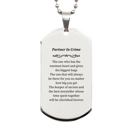 Partner In Crime Silver Dog Tag - Cherished Memories Engraved Forever - Perfect Gift for Best Friends, Birthday, Graduation, and Holidays