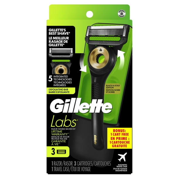 Gillette Labs Black & Gold Editionジレットラボ Gillette Labs Razor for Men with Exfoliating Bar Gold