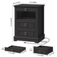 thumbnail image 6 of Hiphuta Wide Farmhouse Nightstand with 3 Drawers & Charging Station, Wood End Table for Living Room, LED Bedside Table for Adult Bedroom, Black, 6 of 7