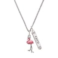 thumbnail image 1 of Delight Jewelry Silvertone Flamingo with Dangle Legs Silvertone Believe Faith Prayer Hope Bar Charm Necklace, 23", 1 of 4