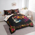 thumbnail image 2 of Homewish Grunge Skull 7-Piece Twin Bedding,Sunflowers Floral Bedding Comforter Set,Halloween Bed Set,Halloween Reversible, 2 of 8