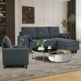 thumbnail image 3 of Soscana Living Room Furniture Set,Convertible Sectional Sofa with Storage Ottoman and Accent Chair,Modern Linen 4 Seat L Shaped Couch Sofa Set with Side Pocket for Living Room,Office,Apartment,Studio, 3 of 10