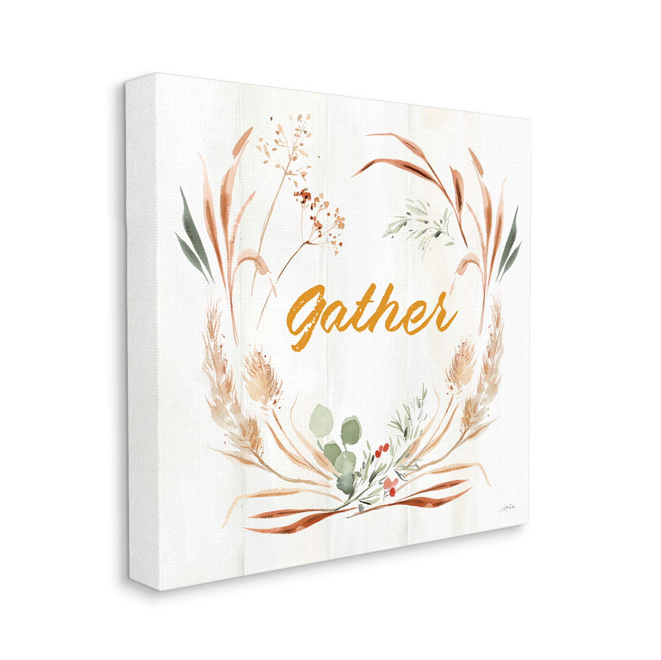 Stupell Industries Gather Phrase Herbs Wreath Graphic Art Gallery Wrapped Canvas Print Wall Art, Design by Katrina Pete