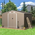 thumbnail image 7 of ALAULM 10 x 8 ft Outdoor Storage Shed, Waterproof Lockable Door Metal Tool Shed with Sliding Door & Ventilation, Gardening Tool Storage, Brown, 7 of 7