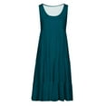 thumbnail image 4 of fartey Sleeveless Midi Sundress for Women Ruffle Layered Hem Pleated Casual Dresses Roomy Fit Solid Color Sundresses Flowy Crewneck Beach Holiday Dress, 4 of 5