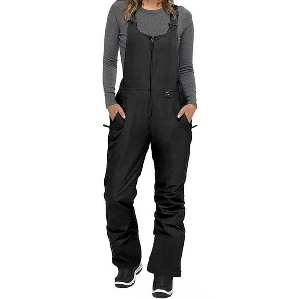 ZAXARRA Women's Ski Snow Pants Overalls Casual Baggy Sleeveless Overall  Long Sonw Bib Pants Essential Insulated Bib Overalls
