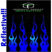 Flame Decals Reflective (2) 1.25"x5.25" Great for Helmets, Motorcycles, Computer Stickers, Phone, Tablet, Hard hat (Blue)