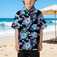 thumbnail image 2 of Boy's Hawaiian Shirt Short Sleeve Casual Button Down Beach Aloha Shirt Kids Summer Luau Hawaii Shirts Black 12 Y-13 Y, 2 of 5