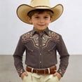 thumbnail image 2 of Rhuody Tops For Boy Lapel Western Cow Print Shirt Long Sleeve Button Down Top For Children And Youth Blouse Adorable Clothing Brown 4-5 Years, 2 of 4