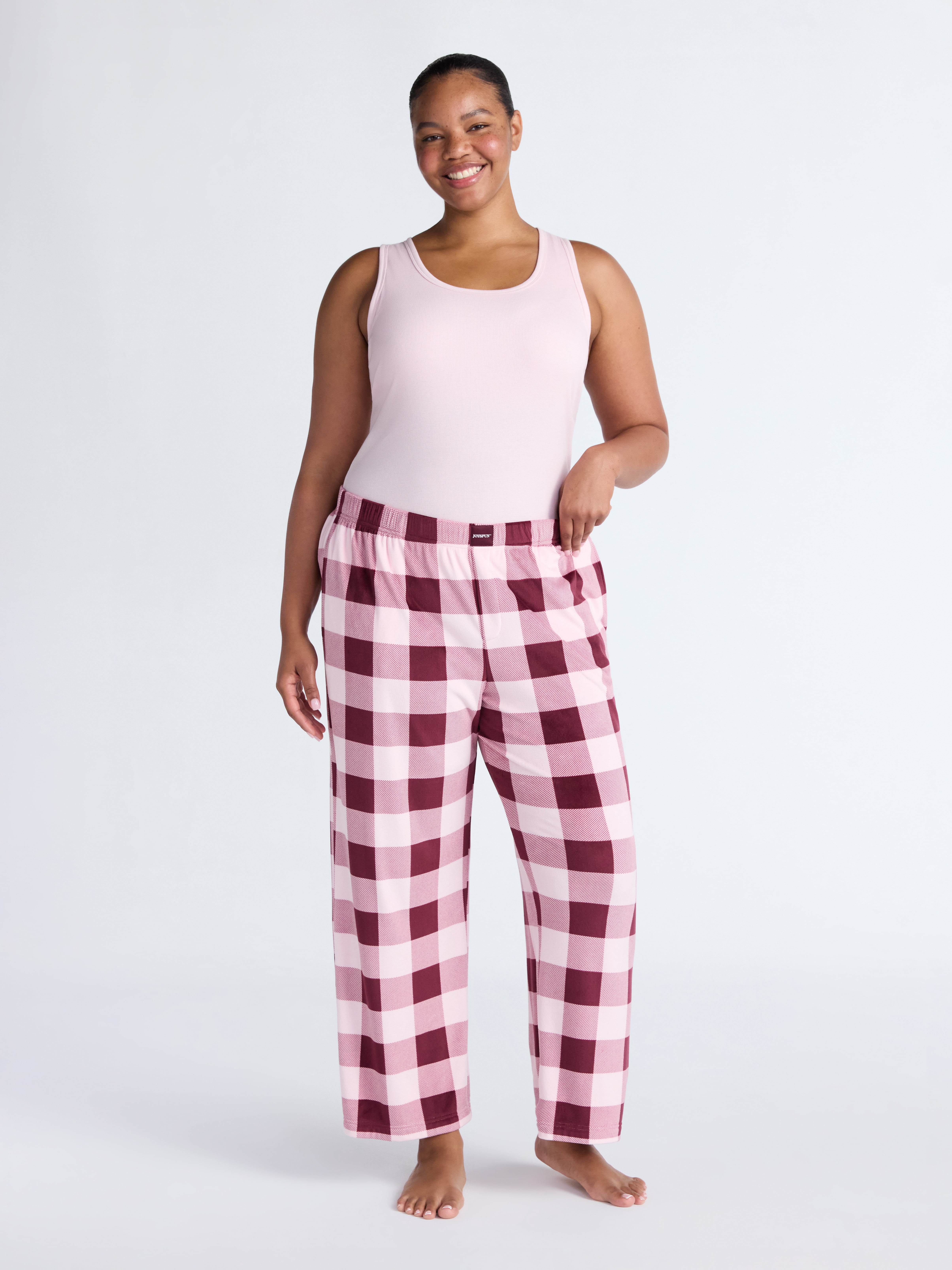 Joyspun Women's Velour Wide-Leg Sleep Pants, Size XS-3X