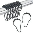 thumbnail image 1 of Shower Curtain Hooks Rings Metal Shower Curtain Hooks Rings for Bathroom Shower Rods Curtains Set of 12 Black, 1 of 7