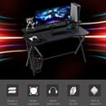thumbnail image 3 of HomCom 55 inch Gaming Desk Racing Style Computer Office PC Gamer Workstation with Elevated Monitor Stand, Headphone Hook, Black, 3 of 9