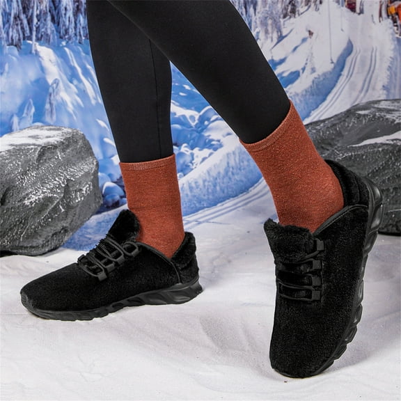 BUBUDENG Womens Comfortable Cotton-padded Shoes Plush Lined House Shoes Soft Warm Winter Outdoor Shoes