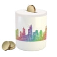 thumbnail image 1 of Chicago Skyline Piggy Bank, Abstract City Scene in Mixed Rainbow Tones Modern Featured Form, Ceramic Coin Bank Money Box for Cash Saving, 3.6" X 3.2", Multicolor, by Ambesonne, 1 of 4