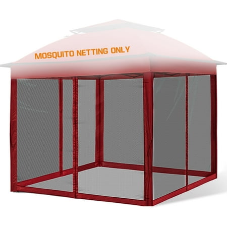 COOS BAY Replacement Mosquito Netting, Mesh Screen Wall Panel for 11’ X 11’ Gazebo Tent, Red (4 Sidewalls Only)