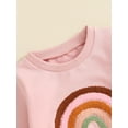 thumbnail image 5 of Musuos Baby Girls Fall 2-piece Outfit, 0-3 Years Embroidery Rainbow Long Sleeve Crew Neck Sweatshirt with Elastic Waist Sweatpants Set, 5 of 10
