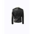 thumbnail image 4 of Women's Black And White Color Block Faux Leather Blazer Single Button Notched Lapel Contrast Trim PU Jacket Plus Size Formal Slim Fit Fashion Outerwear With Exquisite Cuff And Pocket Details, 4 of 6