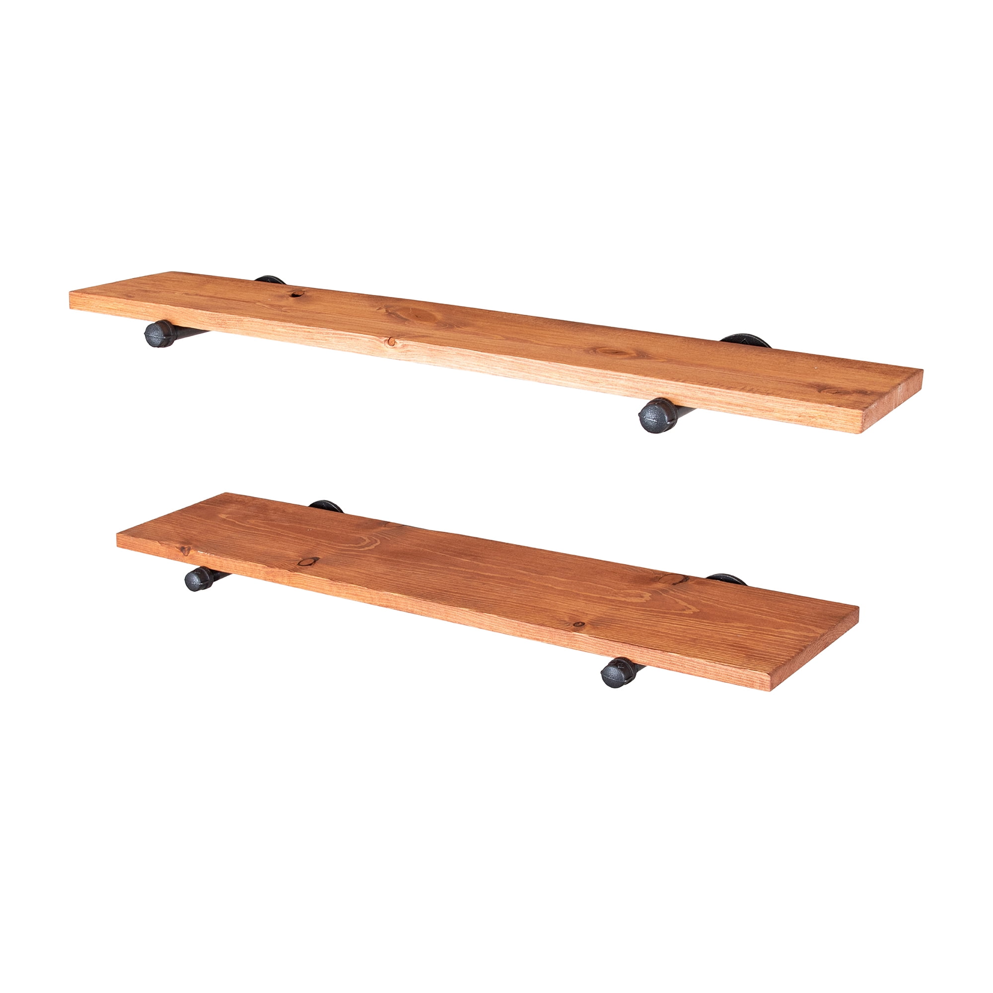 PIPE DECOR Sunset Cedar 36” W Solid Wood Wall Shelves with Black