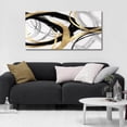 thumbnail image 2 of Aaheei Gold Wall Decor Black Canvas Wall Art Large Line Artwork Oil Painting Abstract Pictures Modern Minimalist Home Decor for Living Room Bedroom Kitchen Office 20x24, 2 of 6