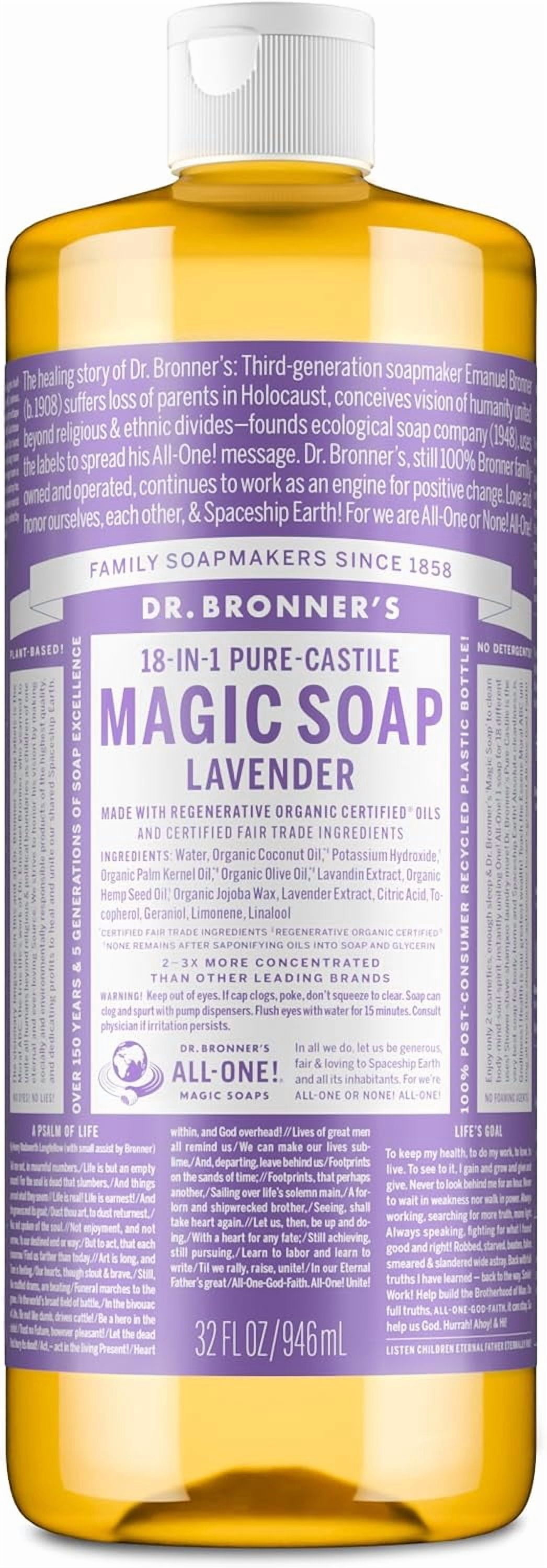 (3 pack) Dr. Bronner's Magic Soap - Lavender - Pure-Castile Liquid Soap - 32 fl oz – for face, body wash, hands