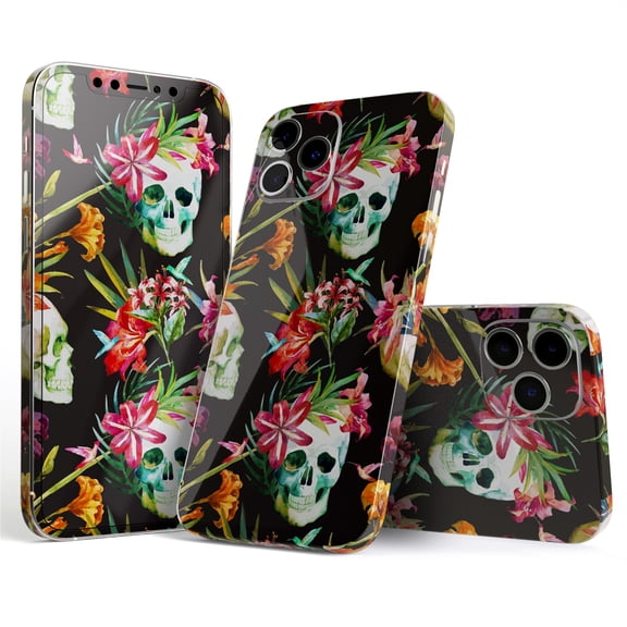 DesignSkinz Tropical Skull Floral Full-Body Skin Decal Wrap Cover for iPhone 16 Pro Max