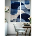 thumbnail image 4 of Blue Geometric Sheer Curtains for Living Room Bedroom Vintage White Blue Abstract Art Sheer Curtains 63 Inch Long 2 Panels Set Light Filtering Curtain Window Treatments Drapes for Dining Room, 4 of 6