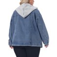 thumbnail image 3 of Agnes Orinda Women's Plus Size Halloween Outfits Denim Jacket Layered Drawstring Detachable Hoodie Jean Jackets with Pockets 2X Gray Blue, 3 of 6