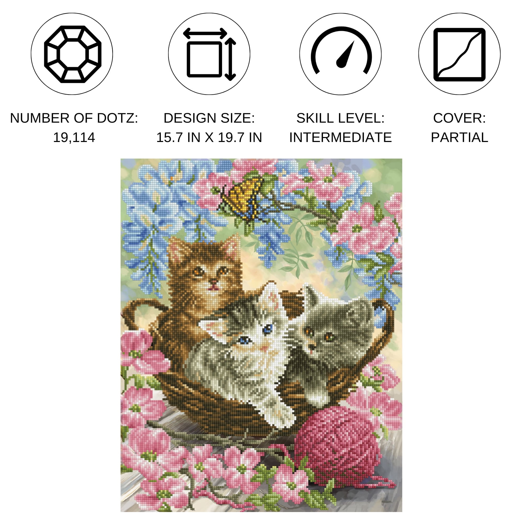Diamond Dotz Kitty Knits Diamond Painting Kits for Adults - Diamond Art Kits a Relaxing Creative Craft Kit with Dotz Gems 15.7x19.7