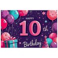 thumbnail image 3 of Decorative Birthday Banner Kids Party Neon Theme Happy 10th Birthday Celebration Photogenic Background for Birthday Celebration Kids Party Photo Shoot, 3 of 8