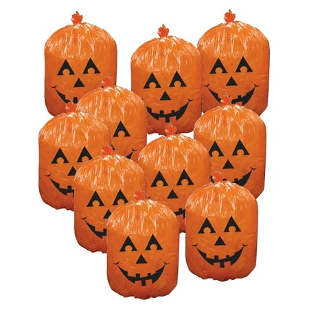Halloween Bag Crafts - 10 Plastic Halloween Pumpkin Leaf Bags Yard Decorations