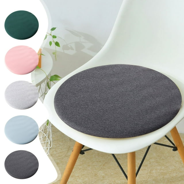 Cojín de asiento de espuma redonda de punto | Vintage Pattern, diseño primavera/verano, 13,7x13,7 in | Gris oscuro, gris, azul, rosa, verde | Silla de oficina, lavable, interior/exterior