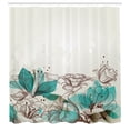 thumbnail image 4 of Turquoise Shower Curtain, Retro Floral Background with Hibiscus Silhouettes Dramatic Romantic Nature Art, Fabric Bathroom Set with Hooks, 69W X 75L Inches Long, Beige Teal, by Ambesonne, 4 of 4
