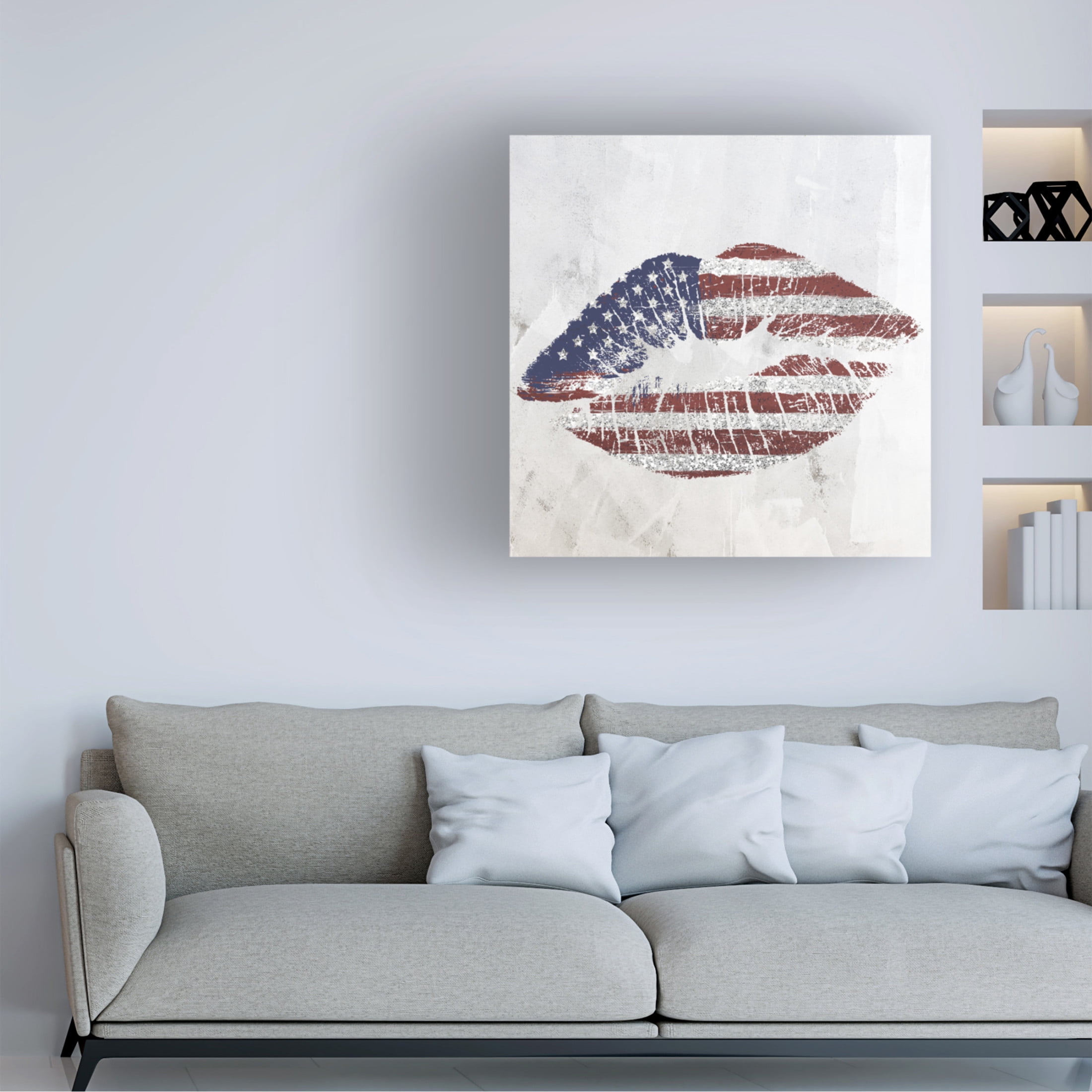 Canvas Wall Art - Sasha 'American Kiss' Wall Art for Living Room, Bedroom, or Office Décor by Trademark Fine Art - 35 x 35 Inches