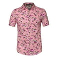 thumbnail image 1 of Men Short Sleeve Button Front Floral Beach Hawaiian Shirt S (US 34) Rose Red, 1 of 6