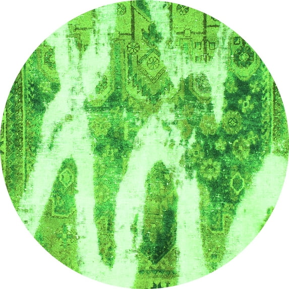 Ahgly Company Machine Washable Indoor Round Abstract Green Modern Area Rugs, 5' Round