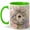 Green, variant on Birdhouse Floral Coffee Mug, Watercolor Blue Birds, Flowers and Butterfly Design, 11 oz Ceramic Cup